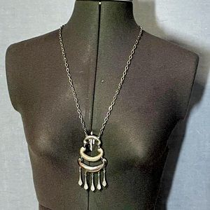 Long silver necklace